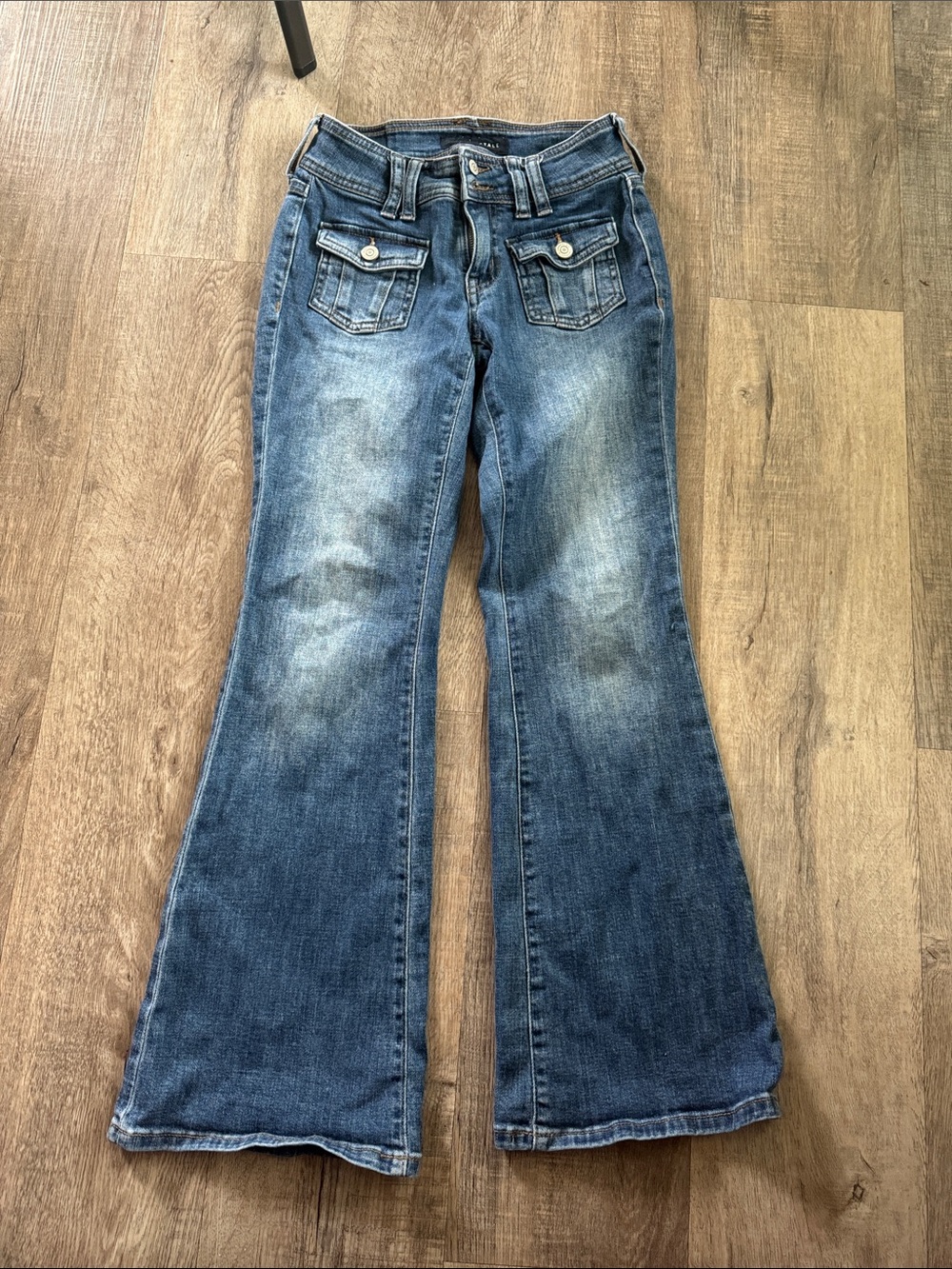 Aeropostale Women's Washed Blue Flare Jeans